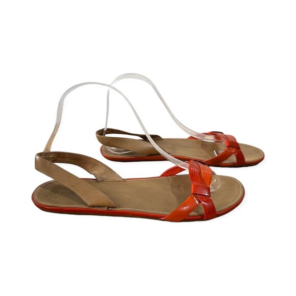 Prada Flat‎ Sling Back Sandal, Orange Patent,  Size 38.5 EU - Picture 5 of 14